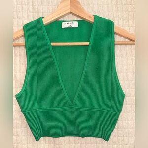 Aritzia Babaton Sculpt Knit Polo Top XS Green